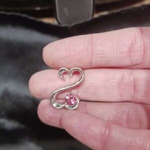 AJ Pink Topaz Sterling Silver Open Hearts Collection Pendant 5g